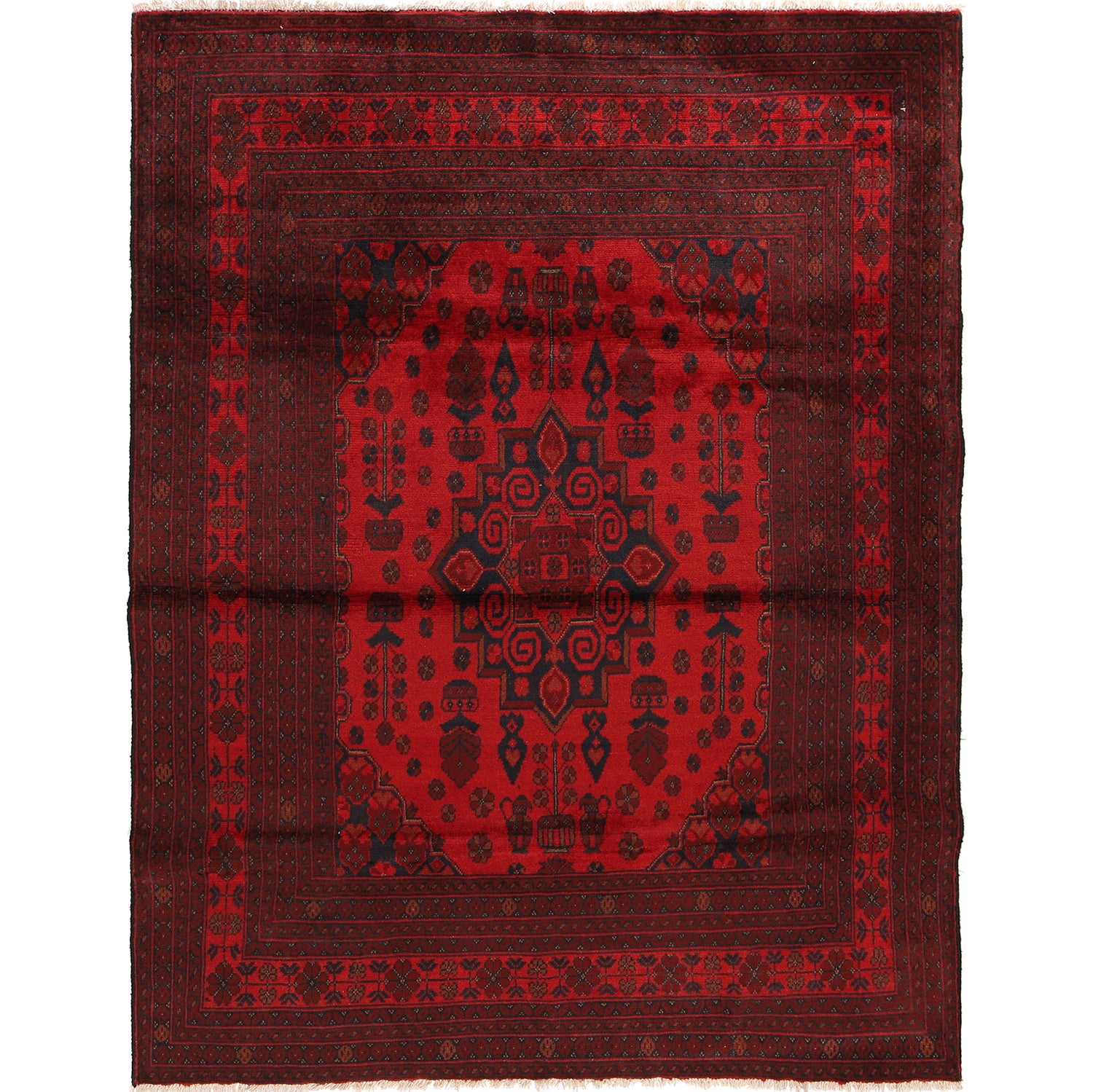 Khal Mohammadi Rug Handmade Red 4x7 ft