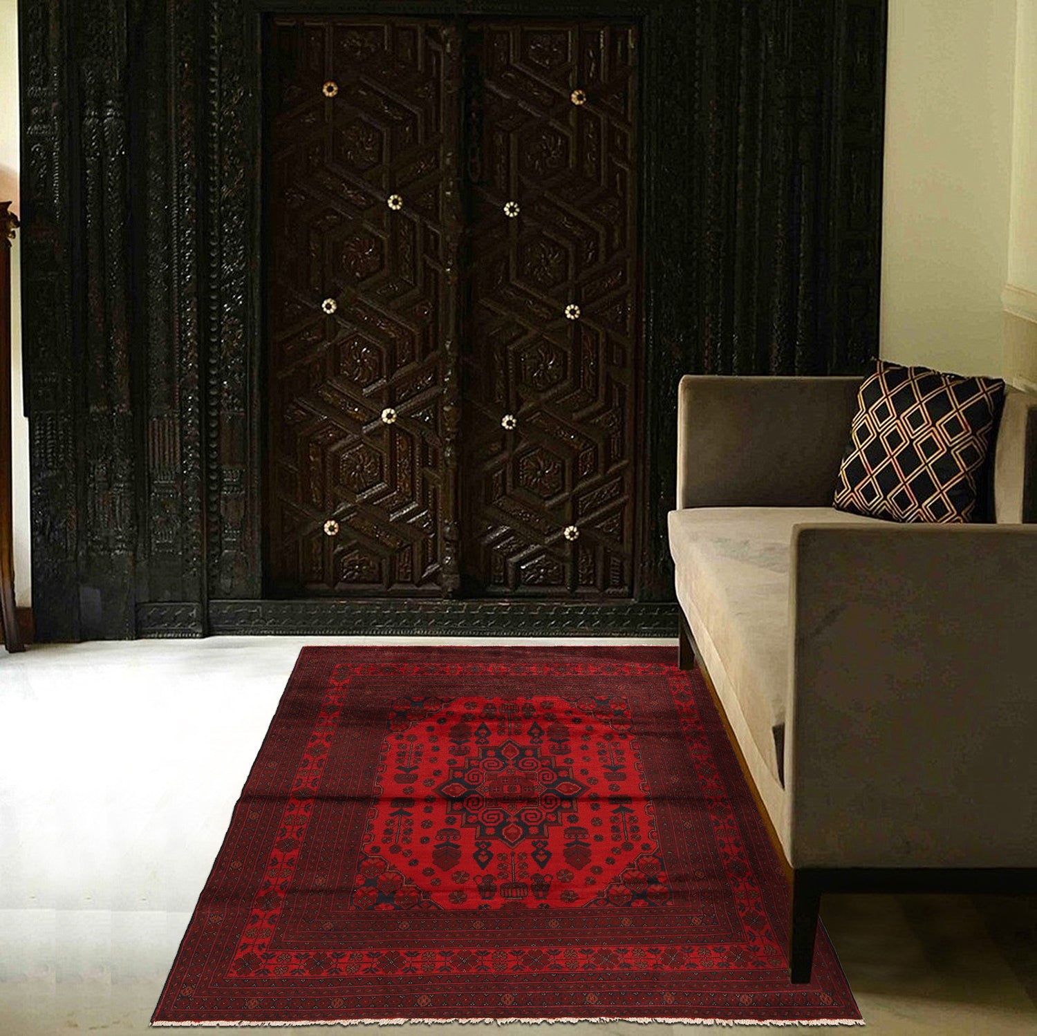 Khal Mohammadi Rug Handmade Red 4x7 ft