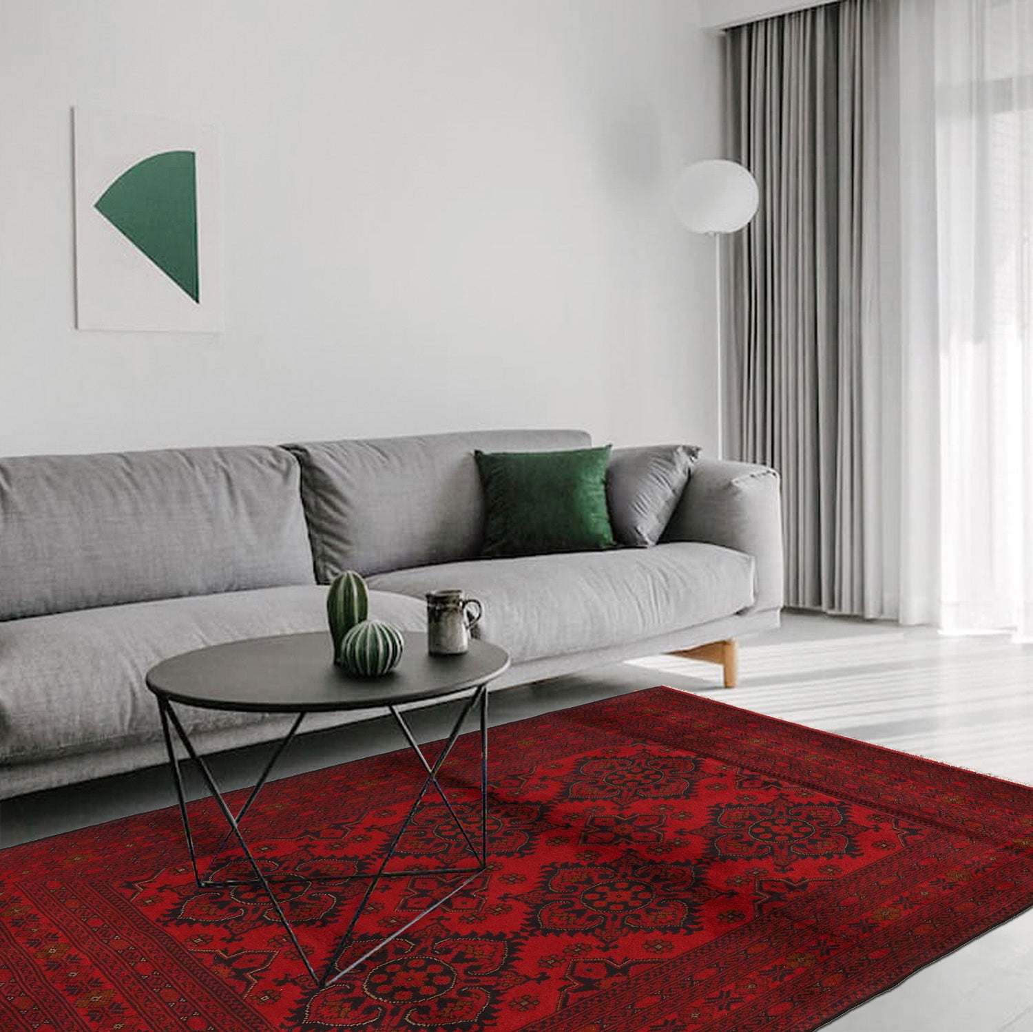 Khal Mohammadi Rug Handmade Red 4x7 ft