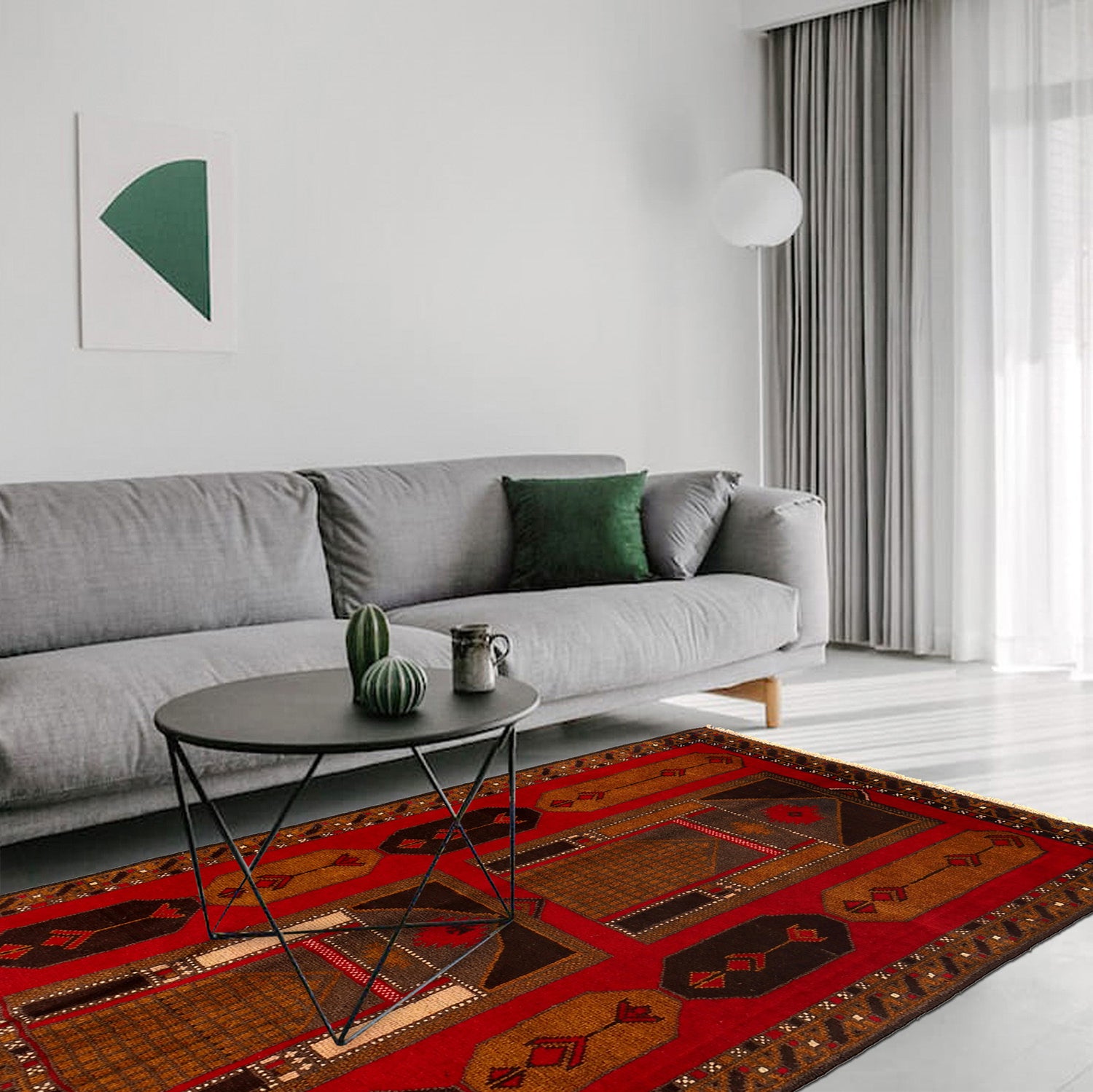 Baluchi Rug Handmade Multi Geometric 2x4 ft