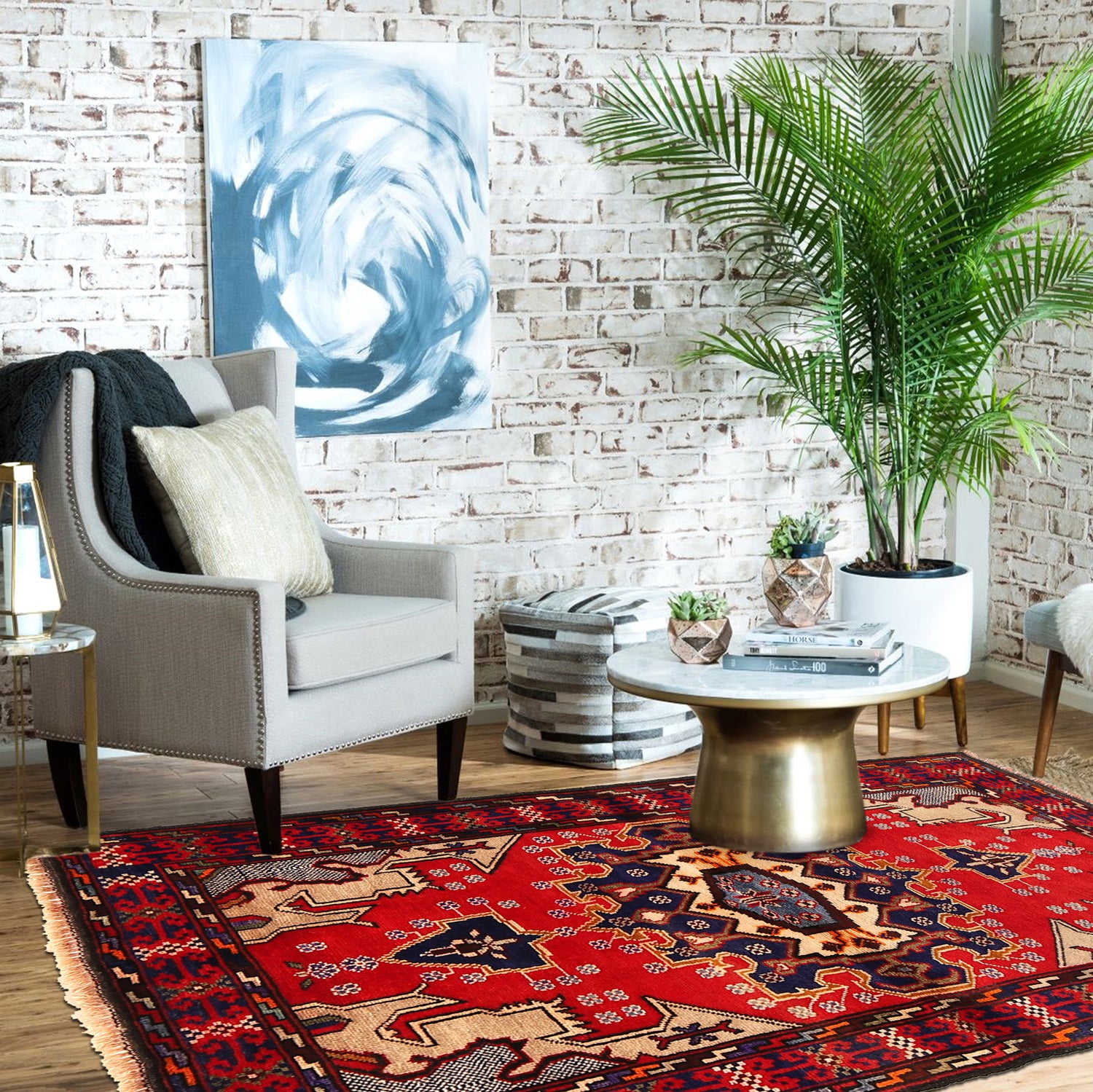 Baluchi Rug Handmade Multi Geometric 2x4 ft