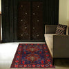 Baluchi Rug Handmade Blue Geometric 2x4 ft