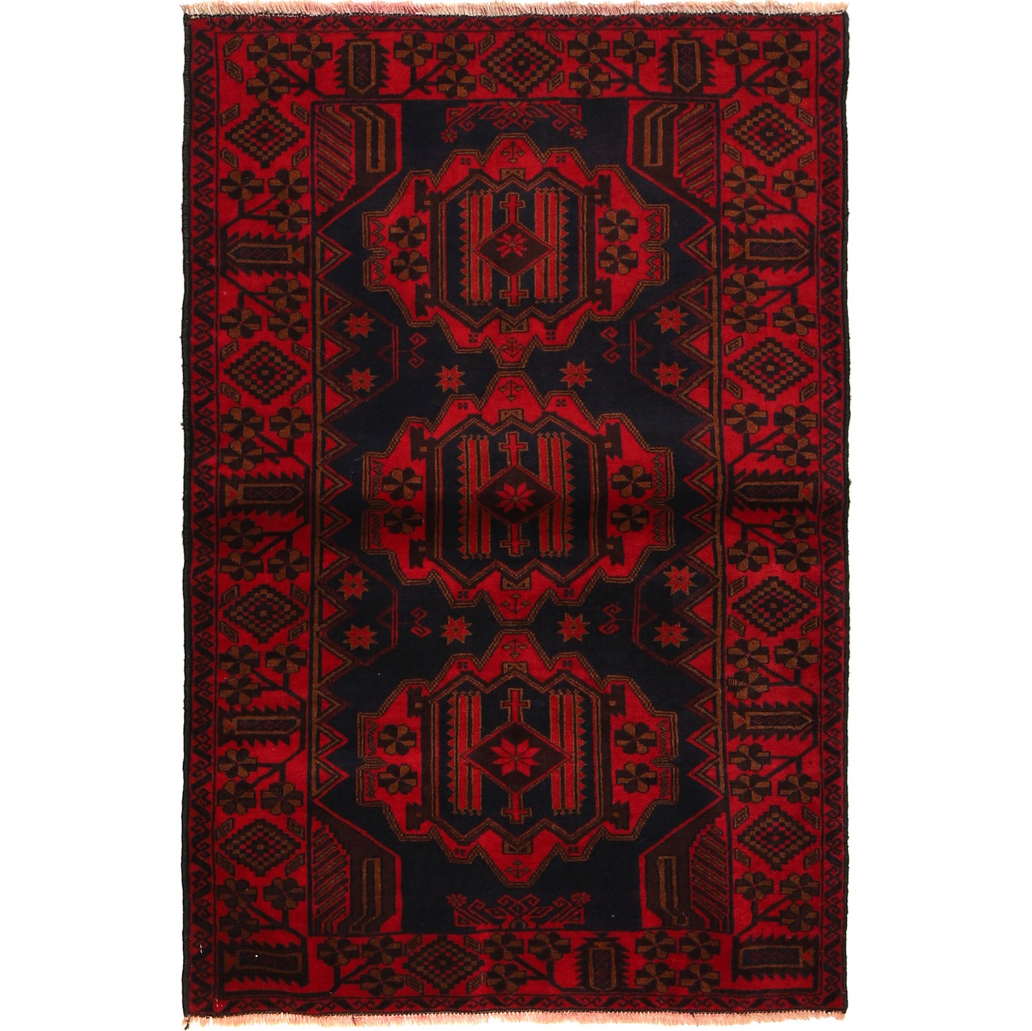 Baluchi Rug Handmade Multi Geometric 3x5 ft