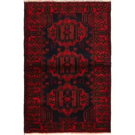 Baluchi Rug Handmade Multi Geometric 3x5 ft