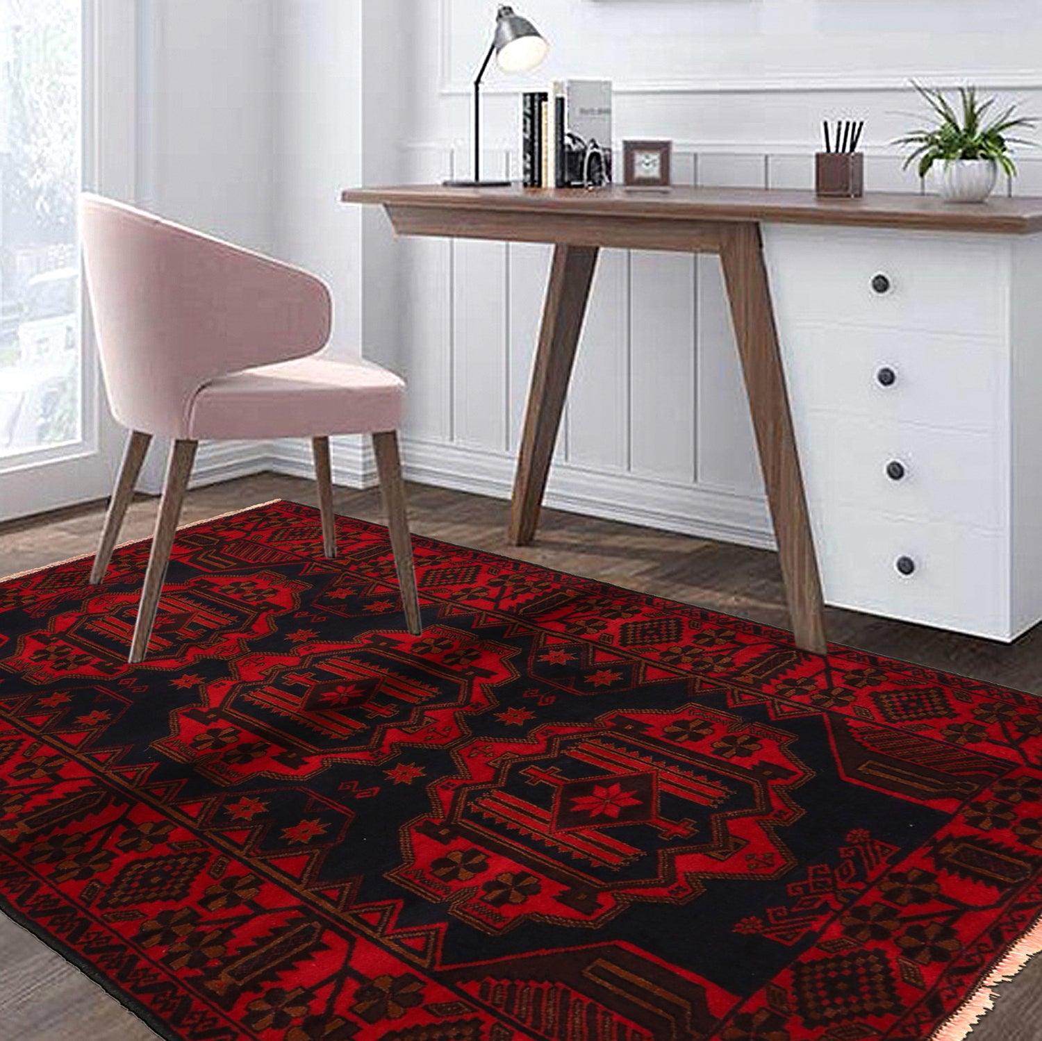 Baluchi Rug Handmade Multi Geometric 3x5 ft