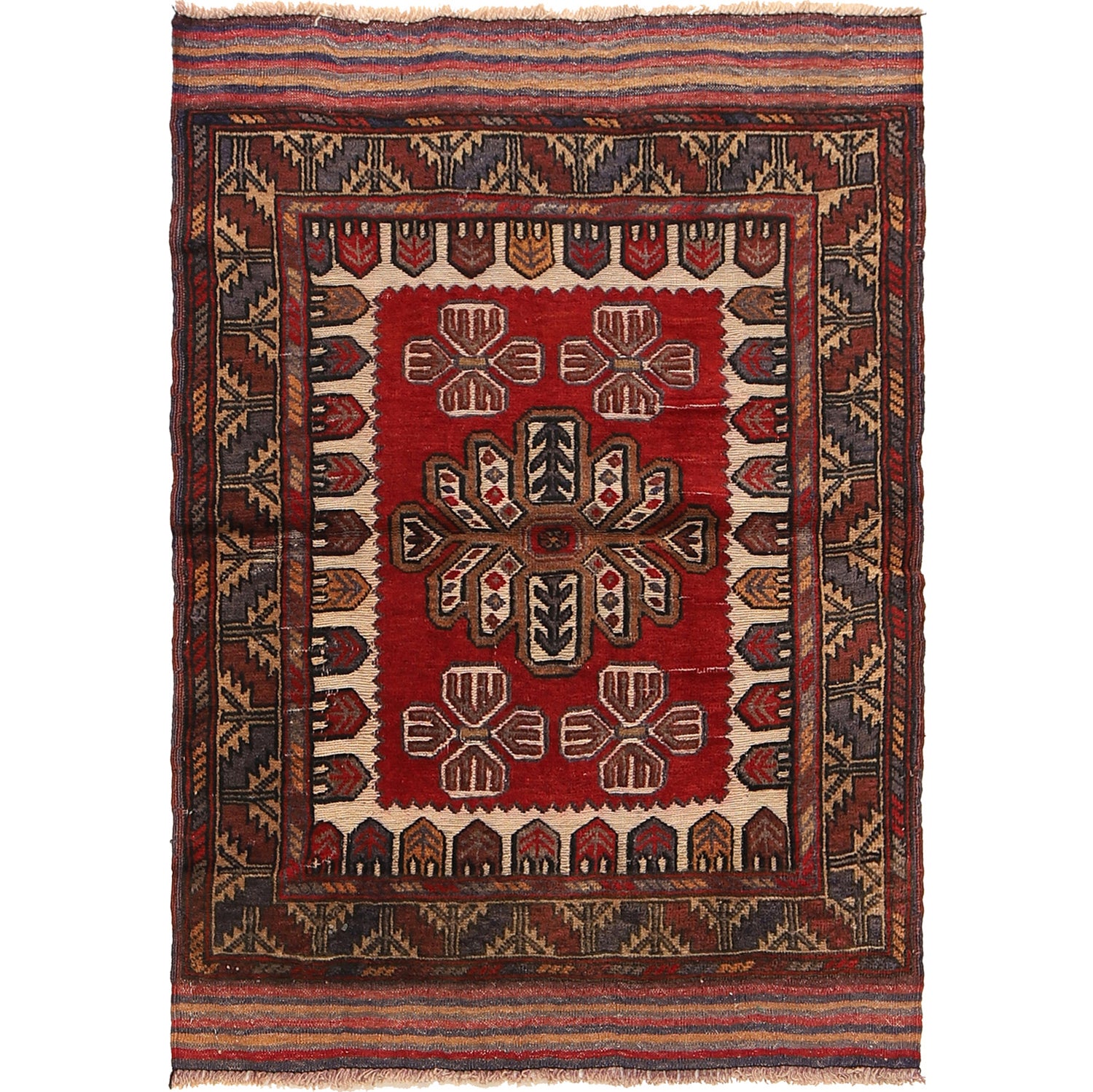 Barjasta Area Rug Handmade Beige Floral 2x4 ft