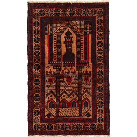Baluchi Rug Handmade Multi Prayer Design 2x4 ft