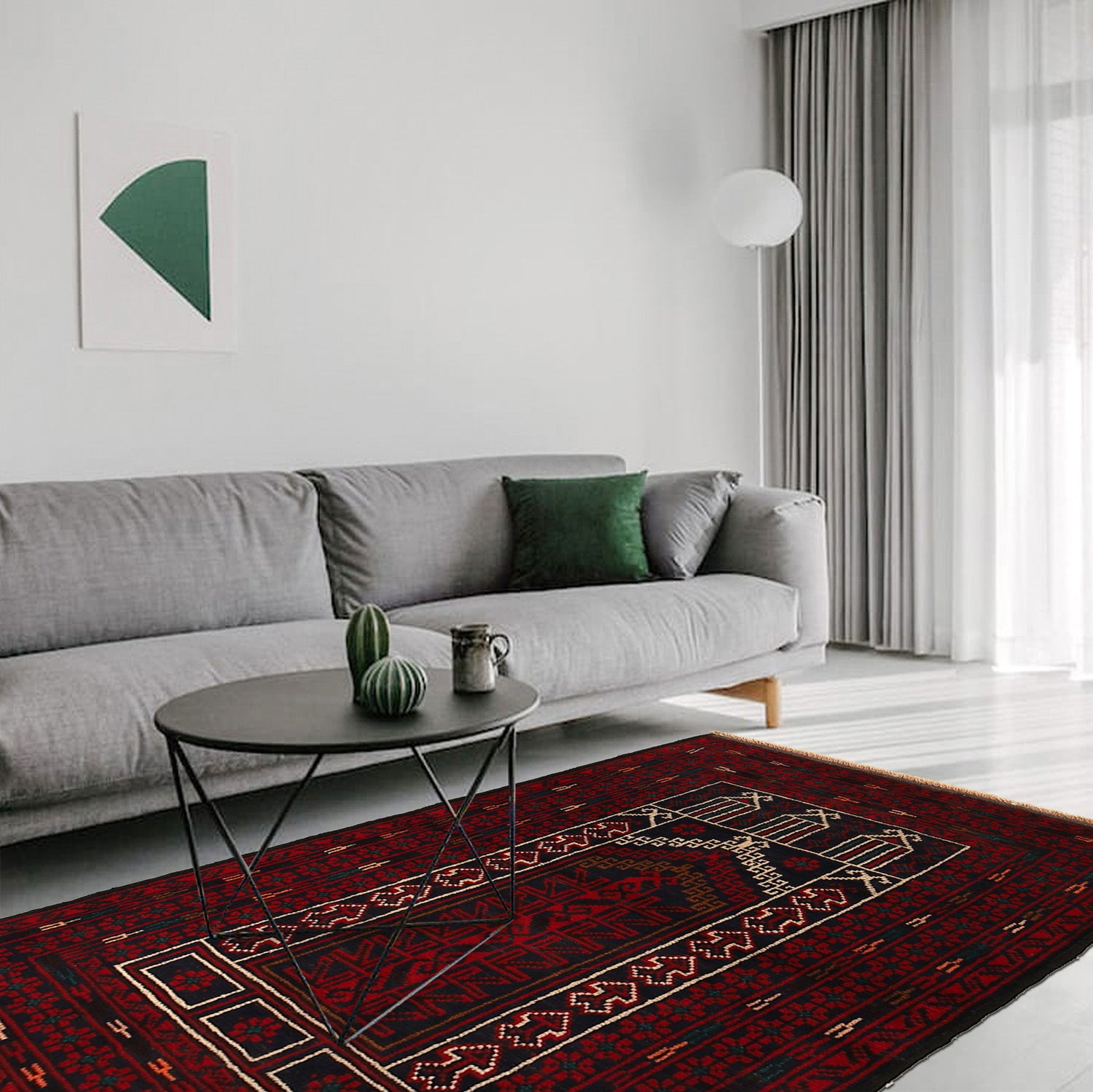 Baluchi Rug Handmade Red Prayer Design 2x4 ft