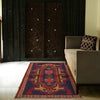 Baluchi Rug Handmade Navy Blue Geometric 3x5 ft
