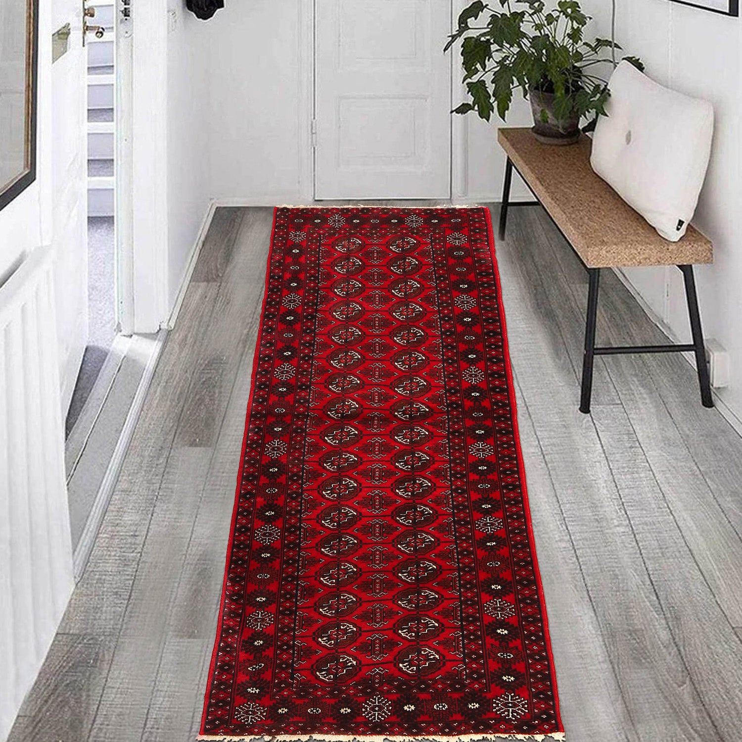 Bokhara Rug Handmade Vibrant Red Medallion 6' Runner
