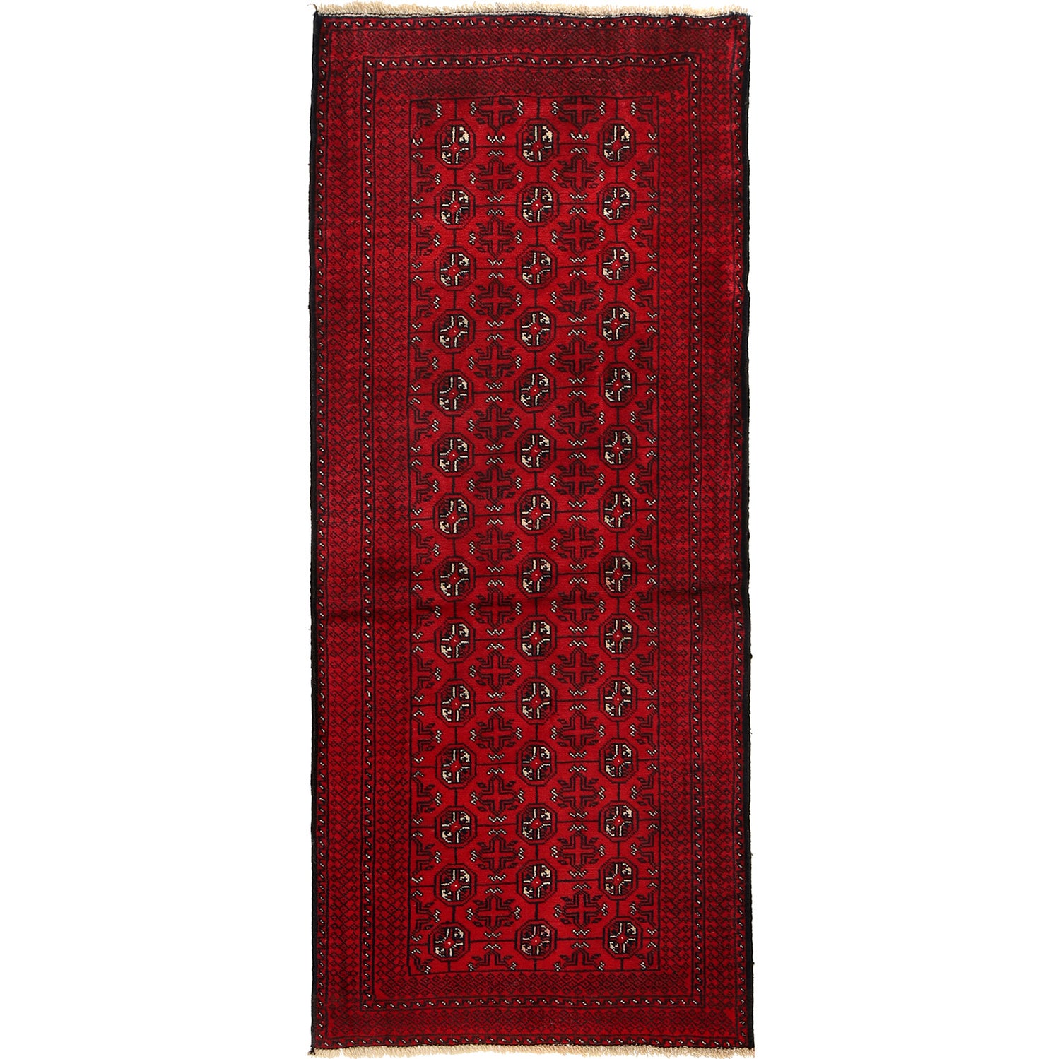 Bokhara Rug Handmade Vibrant Red Medallion 6' Runner