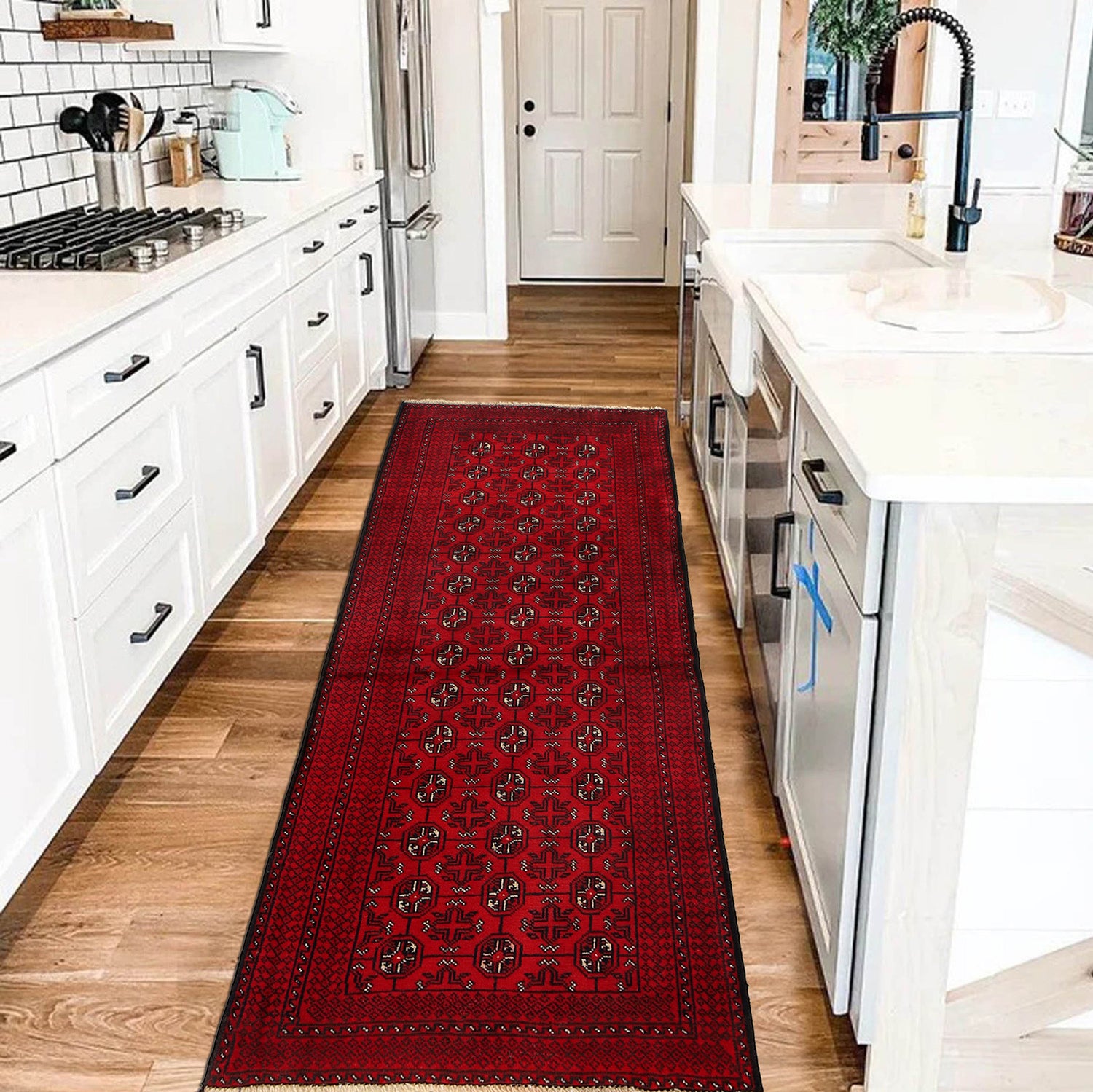 Bokhara Rug Handmade Vibrant Red Medallion 6' Runner