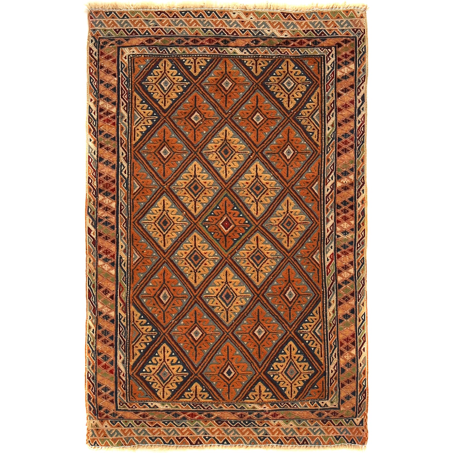 Nakhunak Kilim Area Rug Handmade Multi Geometric 2x4 ft