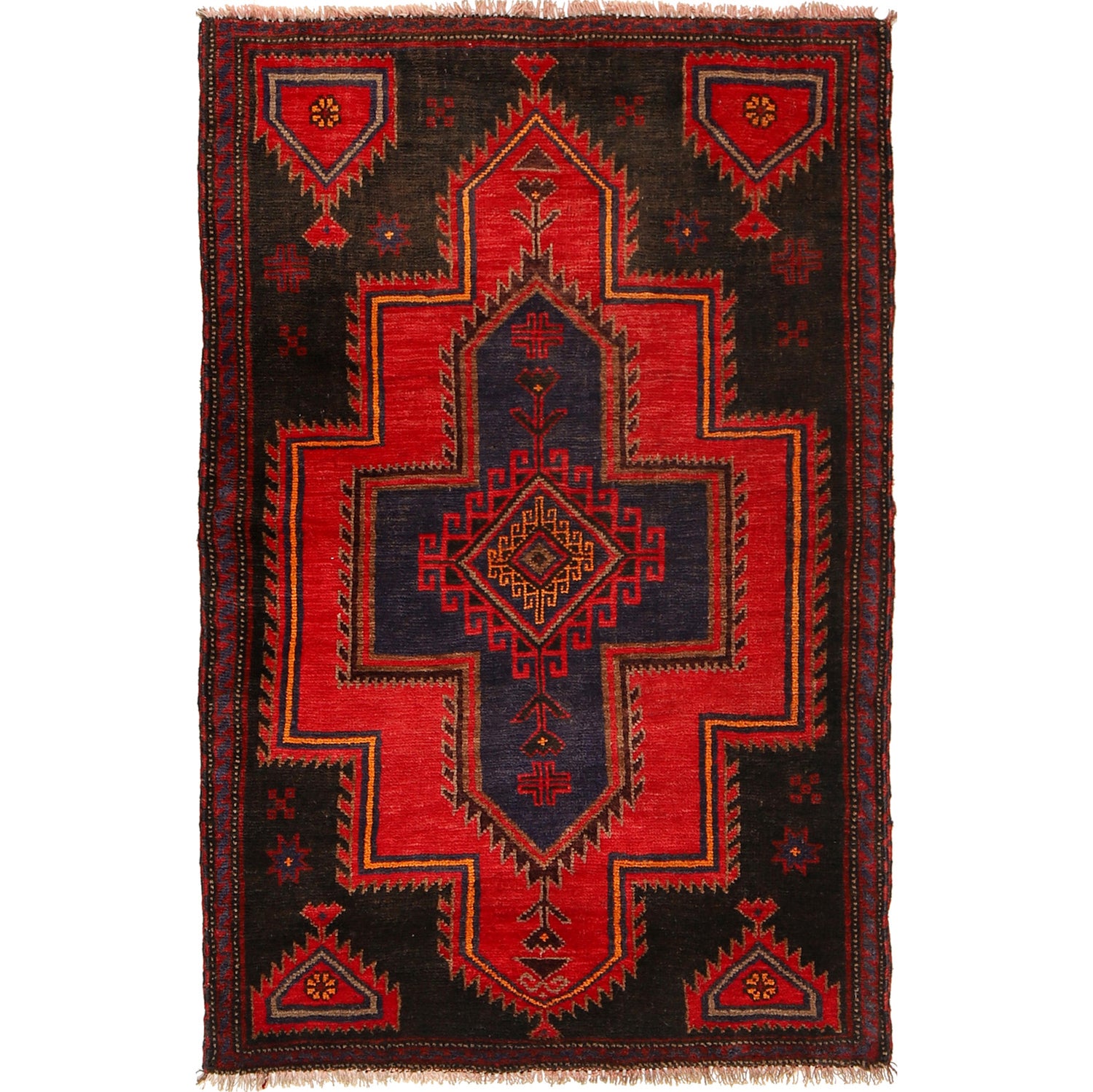 Baluchi Rug Handmade Multi Geometric 3x5 ft