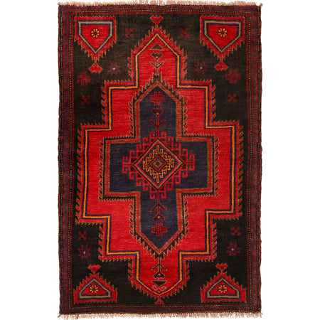 Baluchi Rug Handmade Multi Geometric 3x5 ft