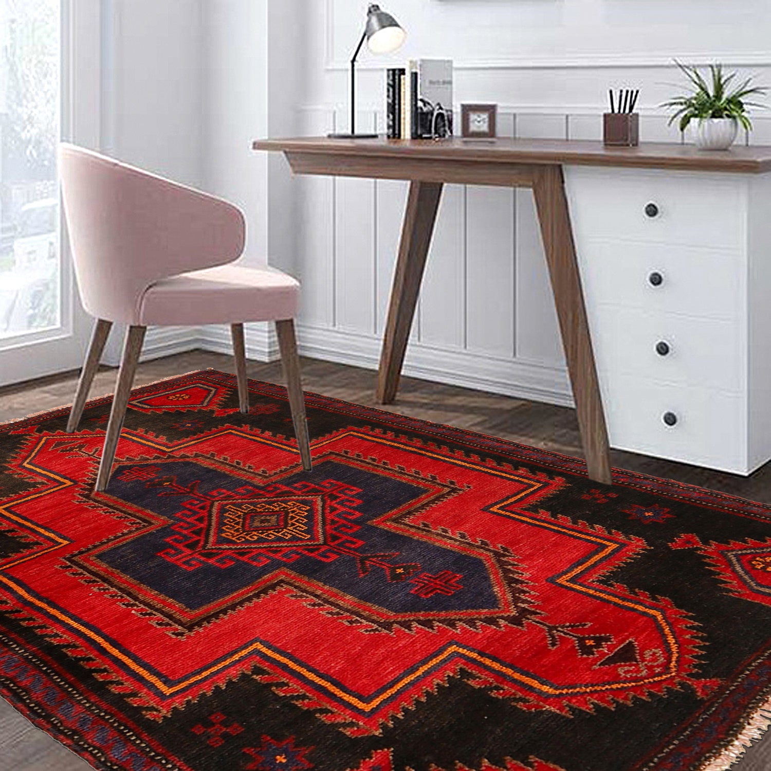 Baluchi Rug Handmade Multi Geometric 3x5 ft