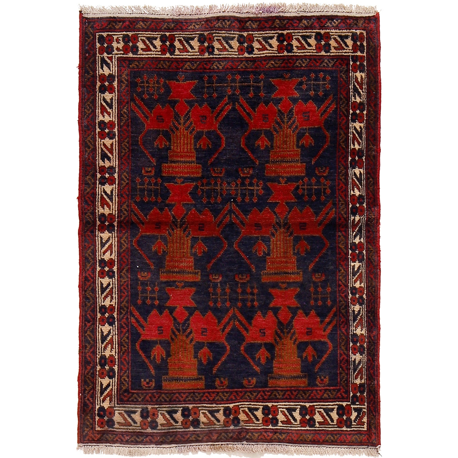 Baluchi Rug Handmade Multi Geometric 2x4 ft