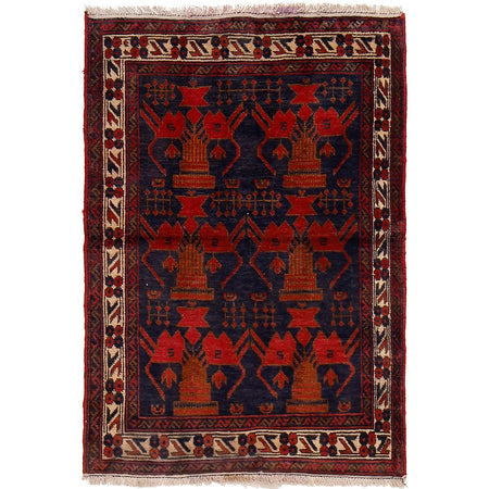 Baluchi Rug Handmade Multi Geometric 2x4 ft