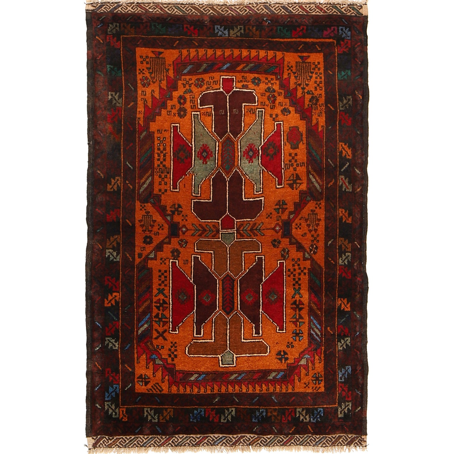Baluchi Rug Handmade Multi Geometric 3x5 ft