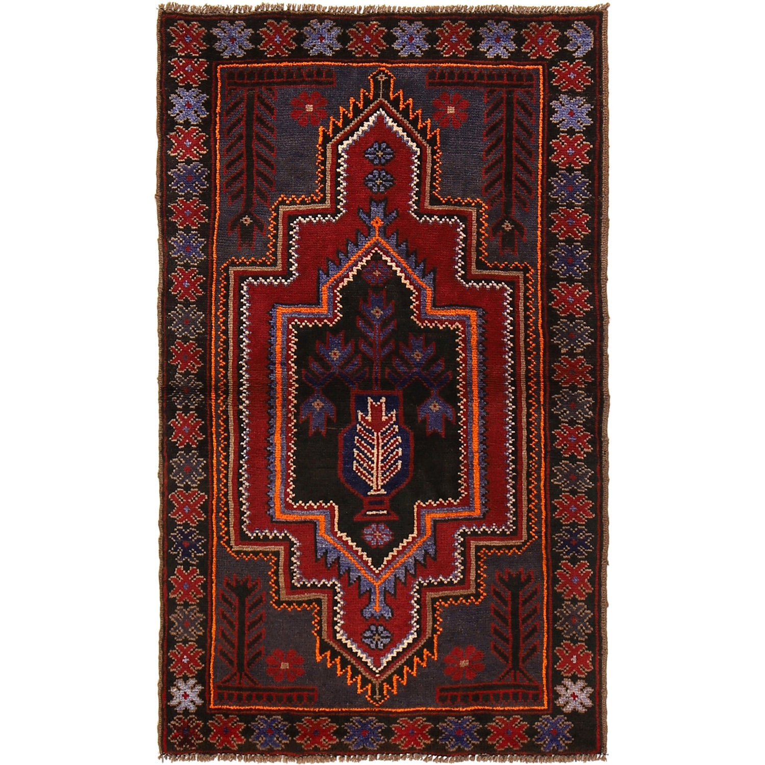 Baluchi Rug Handmade Multi Geometric 3x5 ft