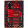 Baluchi Rug Handmade Dark Blue Floral 2x4 ft