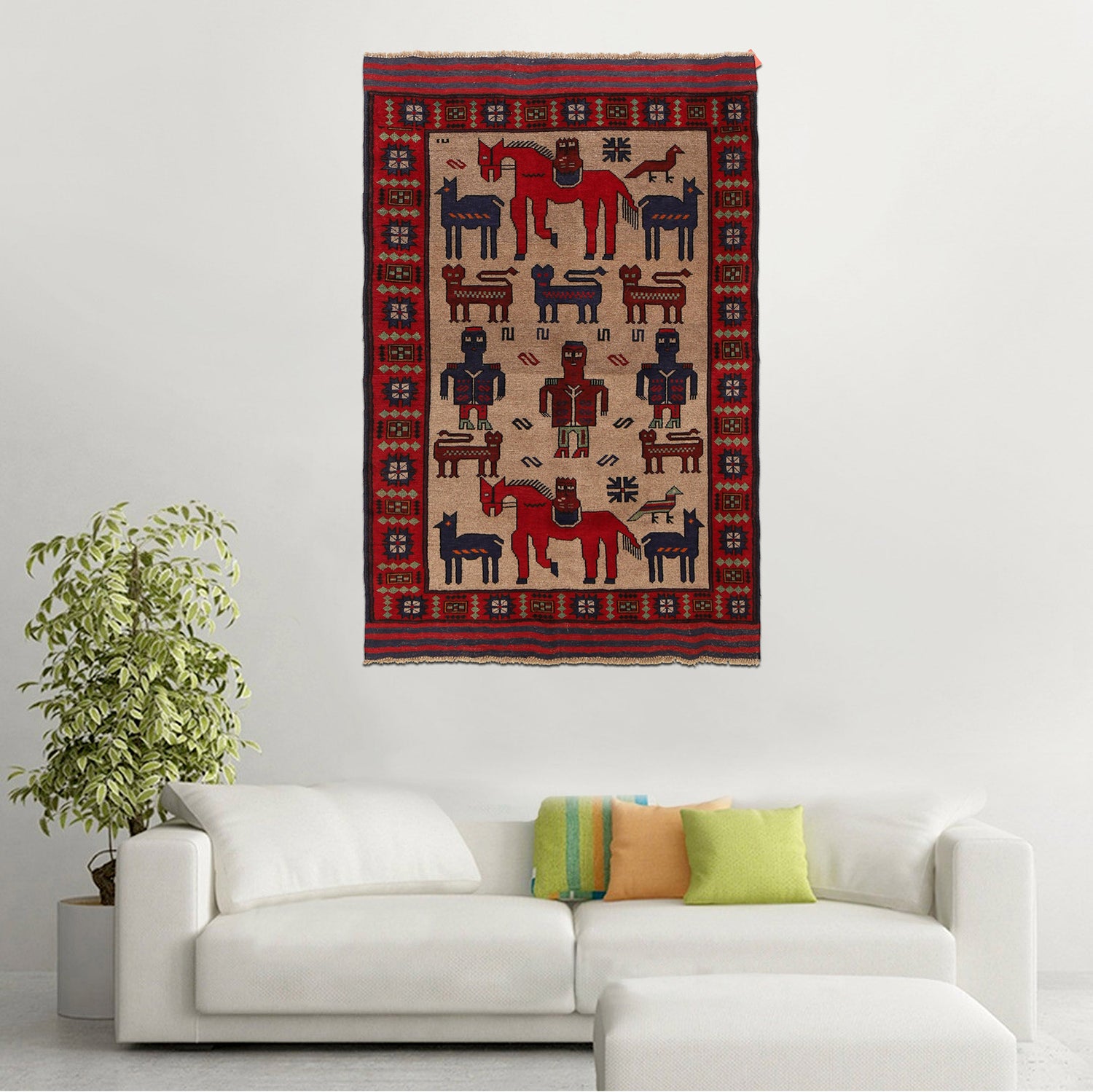Pictorial Rug Handmade Multi Design