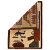War Area Rug Handmade Beige Rifle + Tank 2 x 3 ft