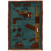 War Area Rug Handmade Blue Rifle 2 x 3 ft