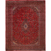 Kashan Area Rug Handmade Deep Red Medallion 10x13 ft