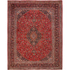 Kashan Area Rug Handmade Deep Red Medallion 10x13 ft
