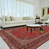 Kashan Area Rug Handmade Deep Red Medallion 10x13 ft