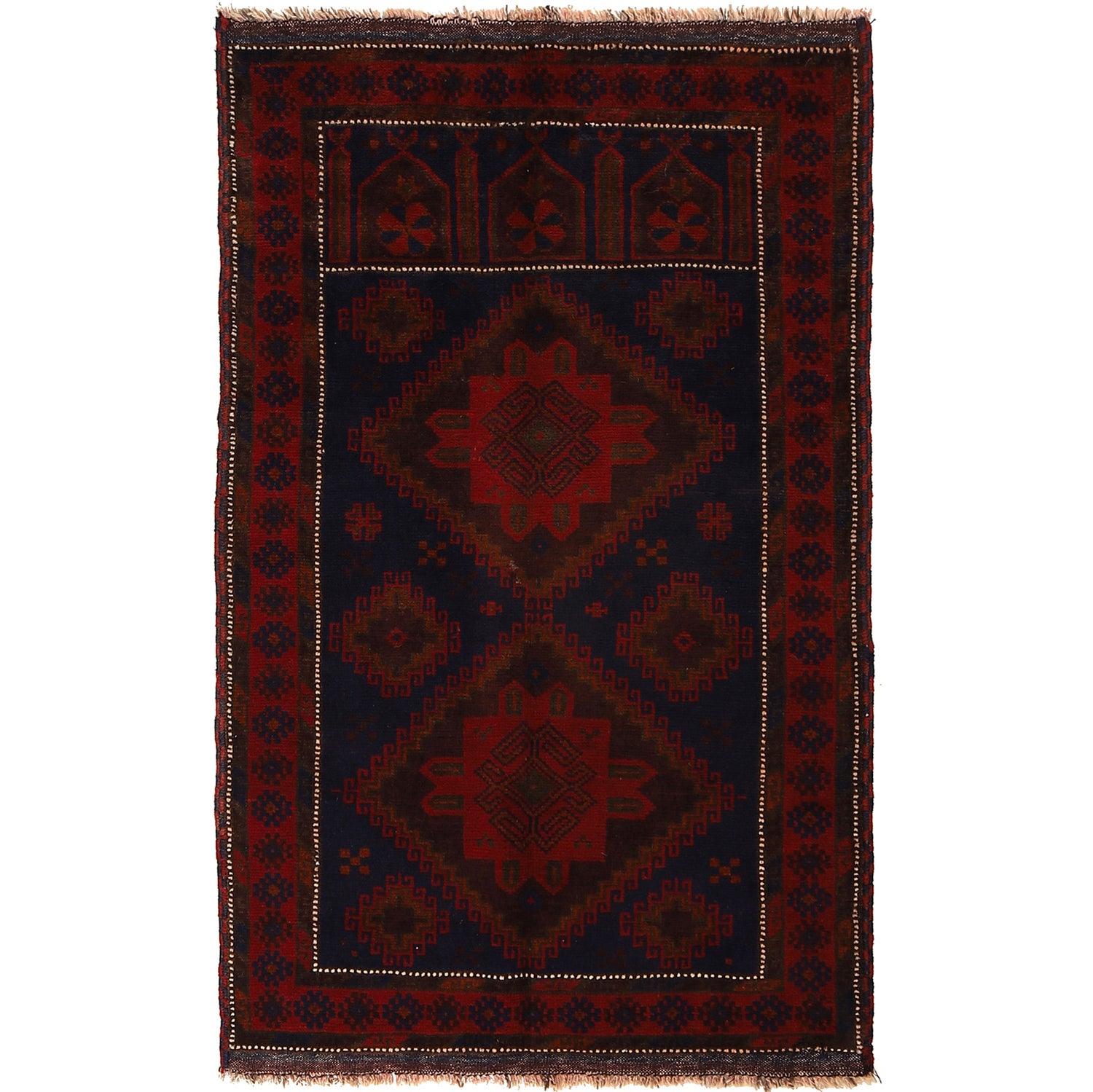 Baluchi Rug Handmade Multi Prayer Design 3x5 ft