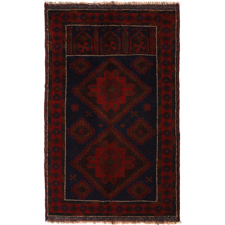 Baluchi Rug Handmade Multi Prayer Design 3x5 ft