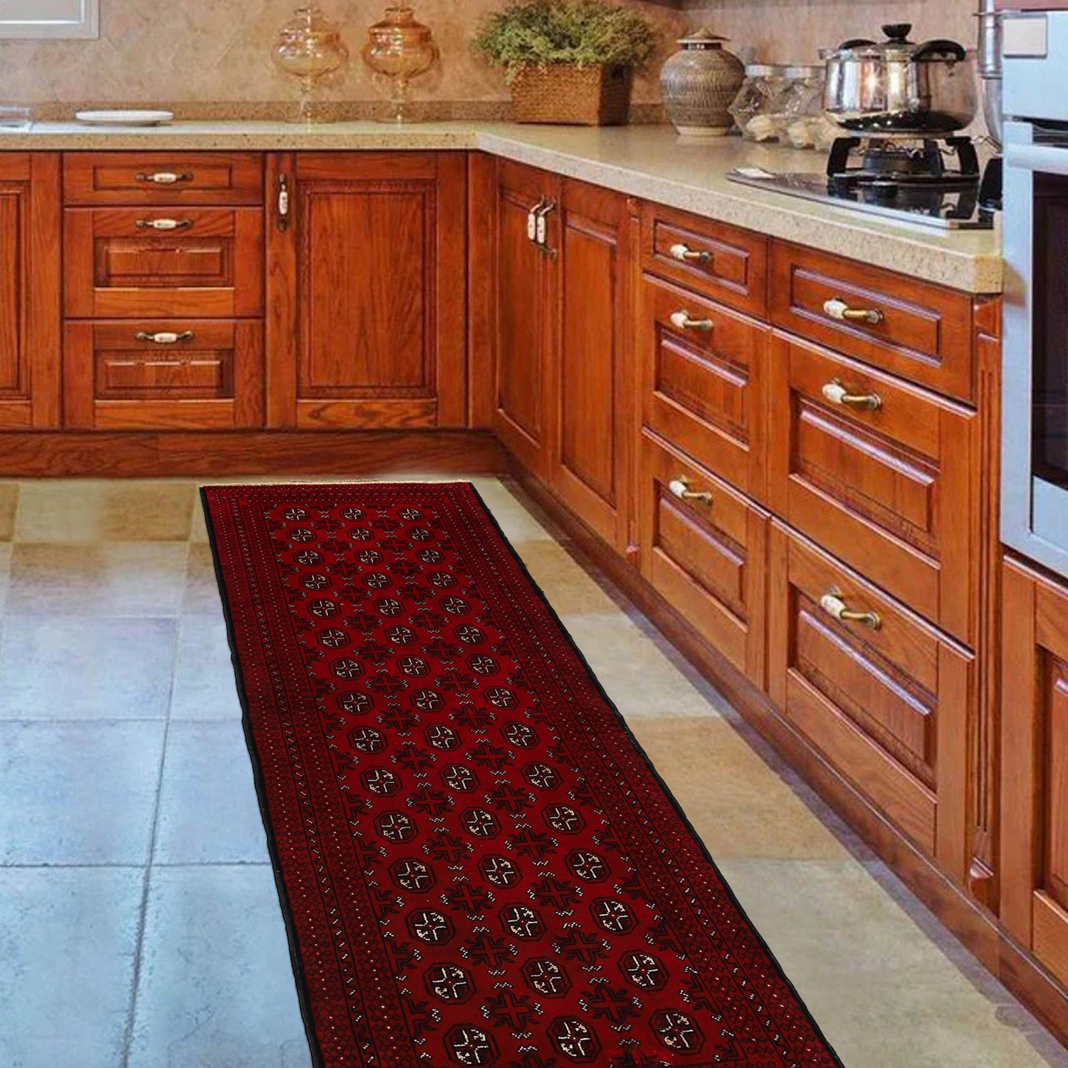 Bokhara Rug Handmade Vibrant Red Medallion 6' Runner
