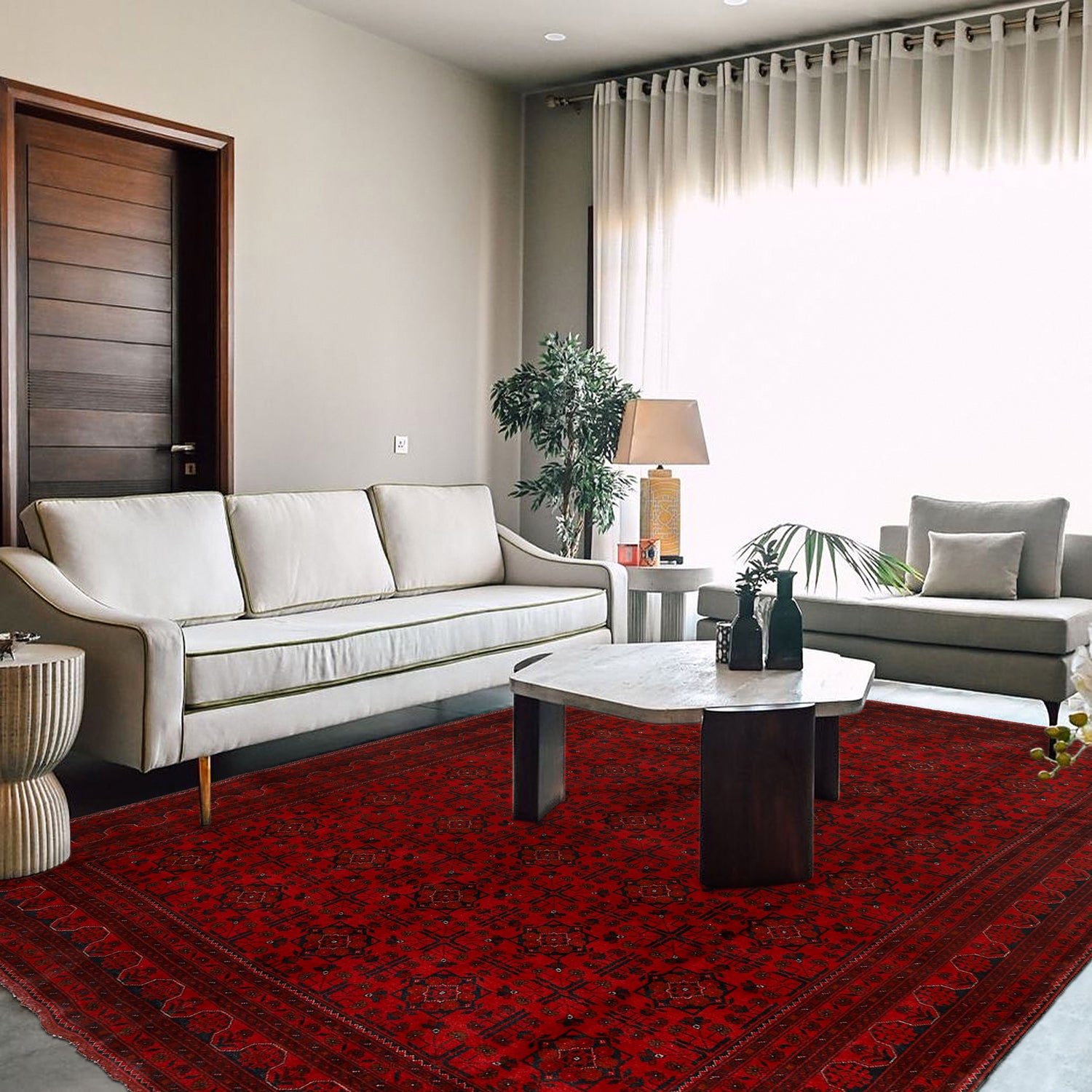 Khal Mohammadi Rug Handmade Red 9x12 ft