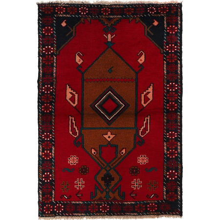 Baluchi Rug Handmade Multi Geometric 2x4 ft