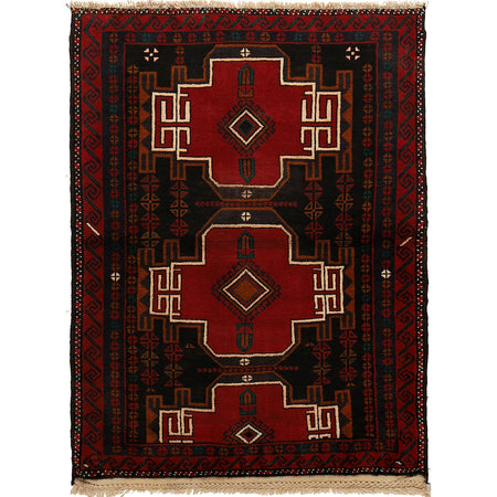 Baluchi Rug Handmade Multi Geometric 2x4 ft