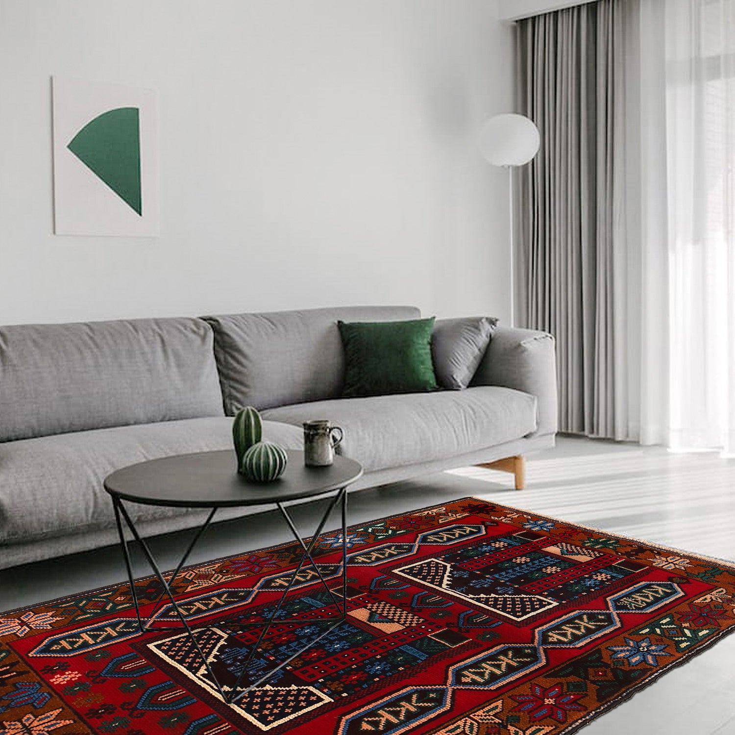 Baluchi Rug Handmade Multi Geometric 2x4 ft