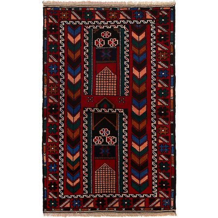 Baluchi Rug Handmade Multi Geometric 2x4 ft