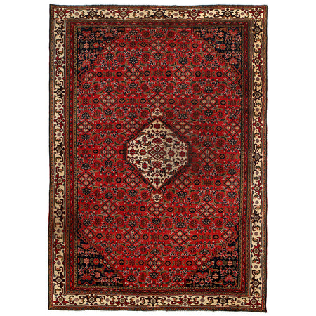 Qashqai Area Rug Handmade Deep Red Medallion 8x10 ft