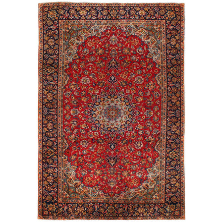 Isfahan Area Rug Handmade Deep Red Medallion 8x10 ft