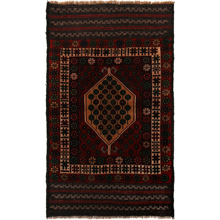 Baluchi Rug Handmade Multi Geometric 3x5 ft