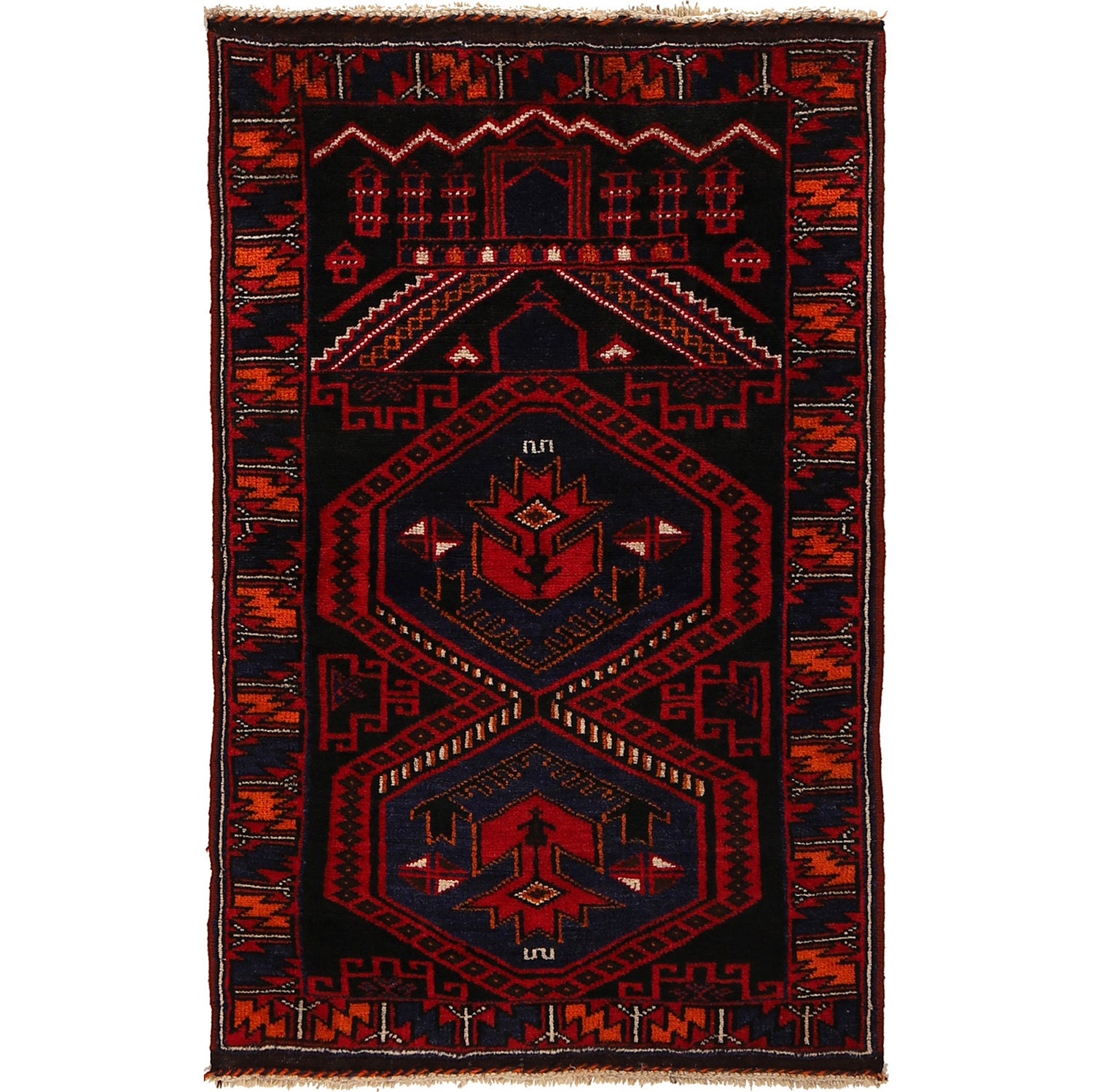 Baluchi Rug Handmade Multi Prayer Design 3x5 ft