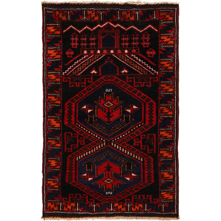 Baluchi Rug Handmade Multi Prayer Design 3x5 ft