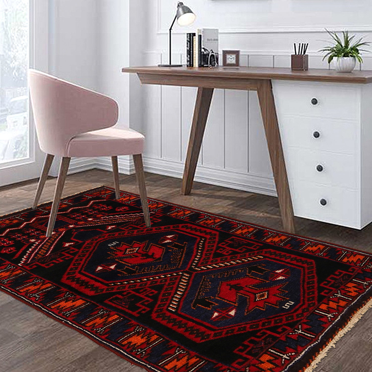 Baluchi Rug Handmade Multi Prayer Design 3x5 ft