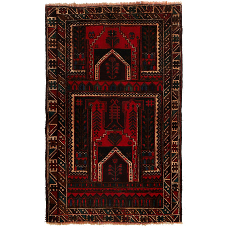 Baluchi Rug Handmade Multi Prayer Design 3x5 ft