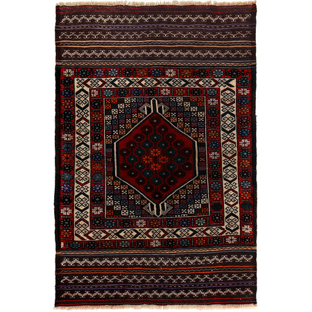 Baluchi Rug Handmade Multi Geometric 3x5 ft