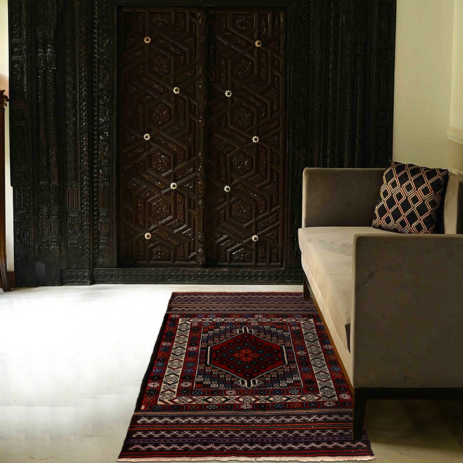 Baluchi Rug Handmade Multi Geometric 3x5 ft
