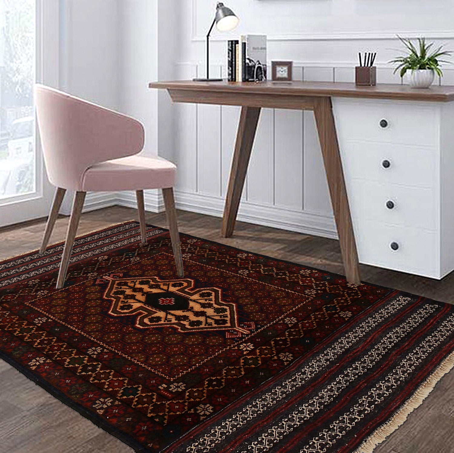 Baluchi Rug Handmade Multi Geometric 3x5 ft