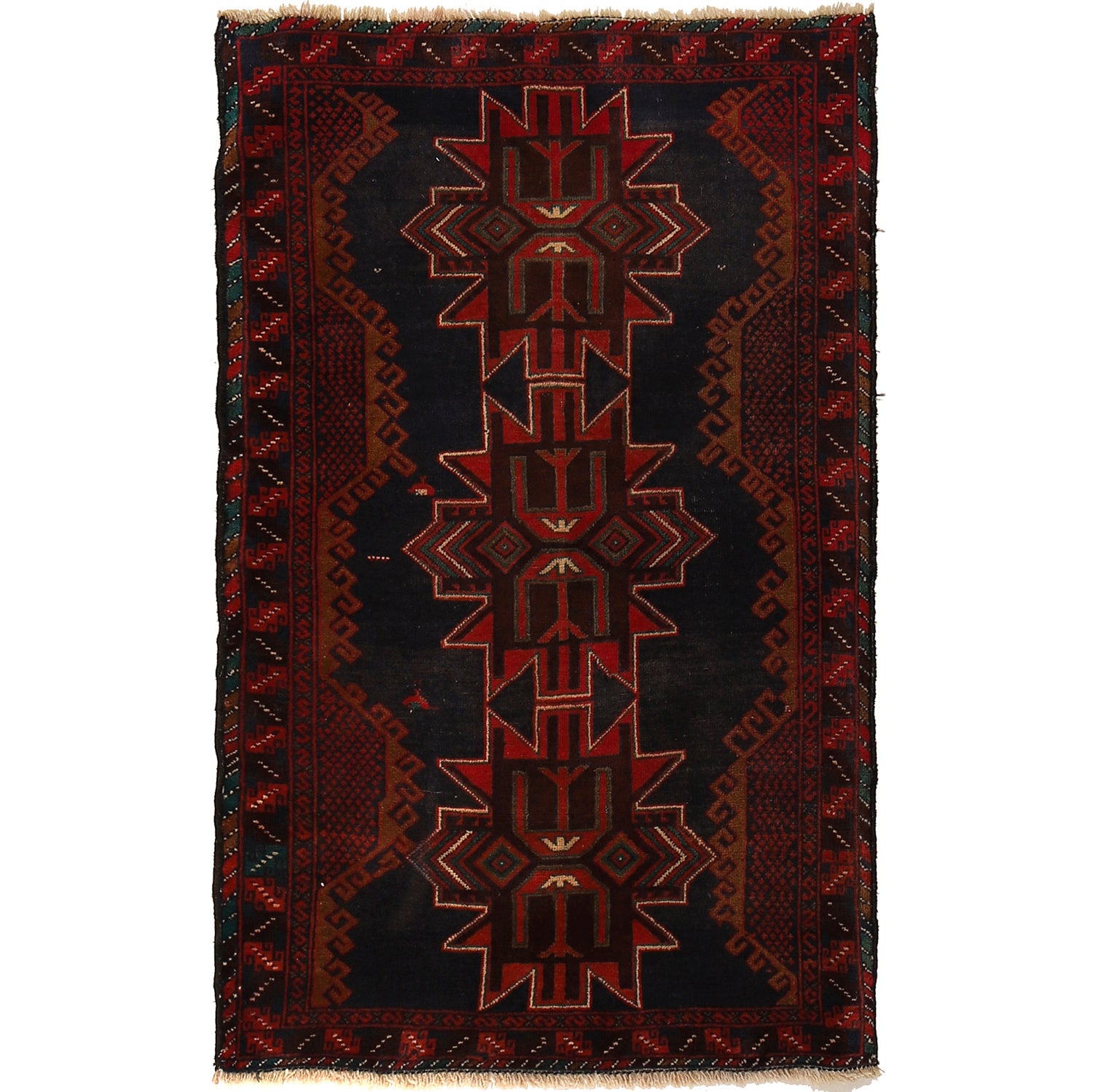 Baluchi Rug Handmade Multi Geometric 3x5 ft